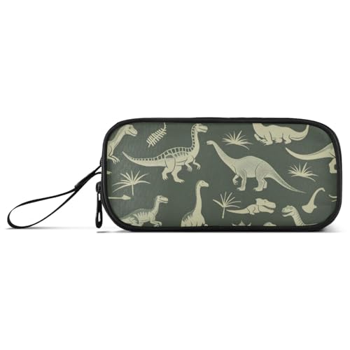 ISAOA Federmäppchen mit Dinosaurier-Silhouetten, großes Fassungsvermögen, 3 Fächer, tragbar, große Aufbewahrung, Federmäppchen für Teenager, Jungen, Mädchen, Erwachsene, Studenten, Silhouetten von von ISAOA