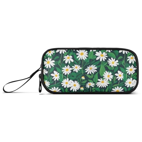 ISAOA Federmäppchen mit Gänseblümchen-Blättern und großem Fassungsvermögen, 3 Fächer, tragbar, große Aufbewahrung, Federmäppchen für Teenager, Jungen, Mädchen, Erwachsene, Studenten von ISAOA