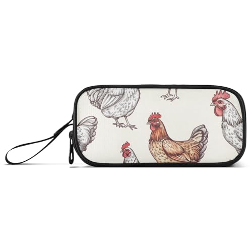 ISAOA Federmäppchen mit Huhn, großes Fassungsvermögen, 3 Fächer, Federmäppchen, tragbar, große Aufbewahrung, Federmäppchen für Teenager, Jungen, Mädchen, Erwachsene, Studenten, Huhn-Tier von ISAOA