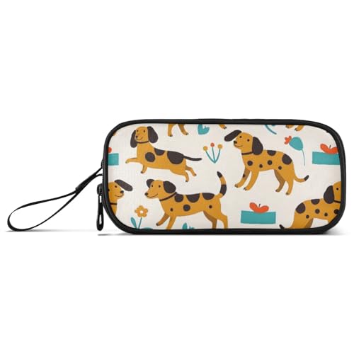 ISAOA Federmäppchen mit Hunde-Blumenmuster, großes Fassungsvermögen, 3 Fächer, Federmäppchen, tragbar, große Aufbewahrung, Federmäppchen für Teenager, Jungen, Mädchen, Erwachsene, Studenten von ISAOA