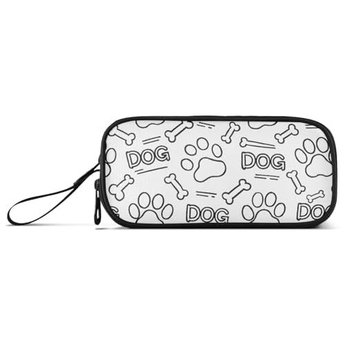 ISAOA Federmäppchen mit Hundepfotenknochen-Muster, großes Fassungsvermögen, 3 Fächer, Federmäppchen, tragbar, große Aufbewahrung, Federmäppchen für Teenager, Jungen, Mädchen, Erwachsene, Studenten von ISAOA