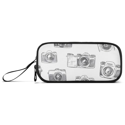 ISAOA Federmäppchen mit Kameramuster, großes Fassungsvermögen, 3 Fächer, tragbar, große Aufbewahrung, Federmäppchen für Teenager, Jungen, Mädchen, Erwachsene, Studenten, Kameramuster, Einheitsgröße von ISAOA