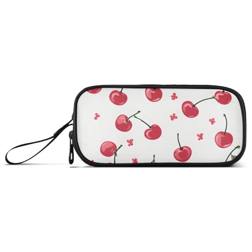 ISAOA Federmäppchen mit Kirschenmuster, großes Fassungsvermögen, 3 Fächer, tragbar, große Aufbewahrung, Stiftebox für Teenager, Jungen, Mädchen, Erwachsene, Studenten, Kirschmuster, Einheitsgröße von ISAOA
