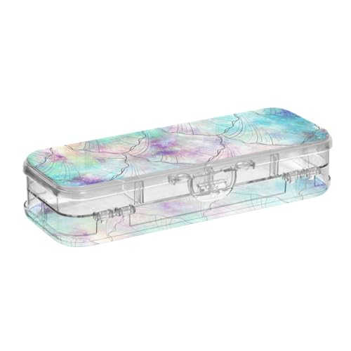 ISAOA Federmäppchen mit Meerjungfrauen-Galaxie-Druck, Batik-Bleistift-Box mit Schnappdeckel, doppelstöckig, transparent, Schreibwaren-Federmäppchen mit 4 Linealen, Trennung, Stift-Aufbewahrung von ISAOA