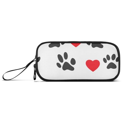 ISAOA Federmäppchen mit Pfotenmotiv, großes Fassungsvermögen, 3 Fächer, tragbar, große Aufbewahrung, Federmäppchen für Teenager, Jungen, Mädchen, Erwachsene, Studenten, Pfoten-Herz, Einheitsgröße von ISAOA