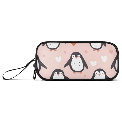 ISAOA Federmäppchen mit Pinguin-Herz, großes Fassungsvermögen, 3 Fächer, Federmäppchen, tragbar, große Aufbewahrung, Stiftebox für Teenager, Jungen, Mädchen, Erwachsene, Studenten, Pinguin-Herz von ISAOA
