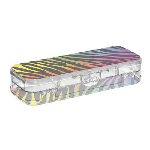 ISAOA Federmäppchen mit Regenbogen-Zebra-Druck, Tier-Bleistift-Box mit Schnappdeckel, doppelstöckiges transparentes Schreibwaren-Federmäppchen mit 4 Linealen, zur Unterteilung von Stiften, Organizer ISAOA Federmäppchen mit Regenbogen-Zebra-Druck, Tier-Bleistift-Box mit Schnappdeckel, doppelstöckiges transparentes Schreibwaren-Federmäppchen mit 4 Linealen, zur Unterteilung von Stiften, Organizer von ISAOA