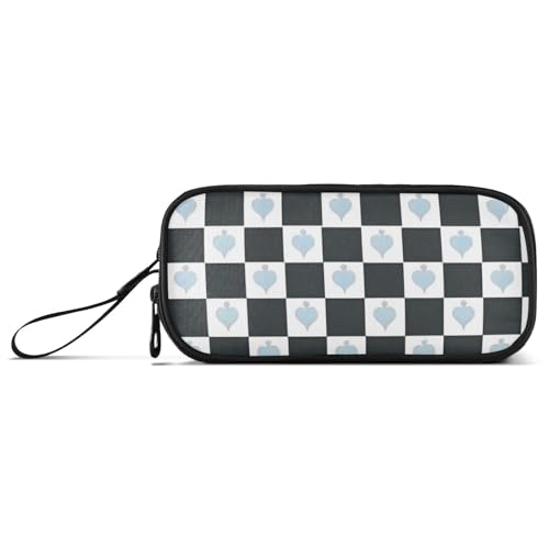 ISAOA Federmäppchen mit Schachbrettmuster, großes Fassungsvermögen, 3 Fächer, Federmäppchen, tragbar, große Aufbewahrung, Stiftebox für Teenager, Jungen, Mädchen, Erwachsene, Studenten von ISAOA