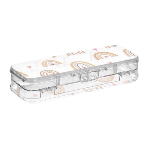 ISAOA Federmäppchen mit Schnappdeckel, doppelstöckig, transparent, mit 4 Linealen, zur Aufbewahrung von Stiften, Organizer für Schule, Büro von ISAOA