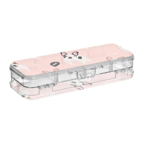 ISAOA Federmäppchen mit Schnappdeckel, doppelstöckig, transparent, mit 4 Linealen, zur Aufbewahrung von Stiften, Organizer für Schule, Büro von ISAOA