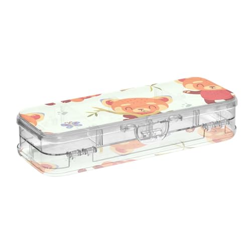 ISAOA Federmäppchen mit Schnappdeckel, doppelstöckig, transparent, mit 4 Linealen, zur Unterteilung von Stiften, Organizer für Schule, Büro von ISAOA