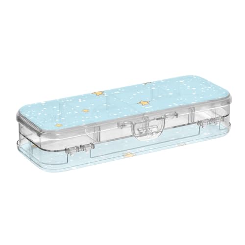 ISAOA Federmäppchen mit Schnappdeckel, doppelstöckiges transparentes Schreibwaren-Federmäppchen mit 4 Linealen, Fächer, Stifte-Aufbewahrung, Organizer für Schule, Büro von ISAOA