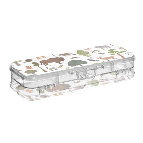 ISAOA Federmäppchen mit Schnappdeckel, doppelstöckiges transparentes Schreibwaren-Federmäppchen mit 4 Linealen, Fächer, Stifteaufbewahrung, Organizer für Schule, Büro von ISAOA