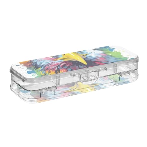 ISAOA Federmäppchen mit Schnappdeckel, doppelstöckiges transparentes Schreibwaren-Federmäppchen mit 4 Linealen, zur Unterteilung von Stiften, Organizer für Schule, Büro von ISAOA