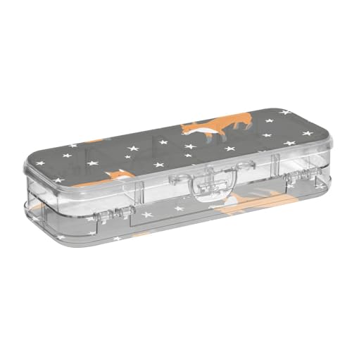 ISAOA Federmäppchen mit Schnappdeckel, doppelstöckiges transparentes Schreibwaren-Federmäppchen mit 4 Linealen, zur Unterteilung von Stiften, Organizer für Schule, Büro von ISAOA