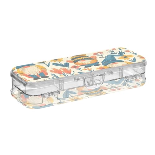 ISAOA Federmäppchen mit Schnappdeckel, doppelstöckiges transparentes Schreibwaren-Federmäppchen mit 4 Linealen, zur Unterteilung von Stiften, Organizer für Schule, Büro von ISAOA