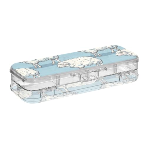 ISAOA Federmäppchen mit Schnappdeckel, doppelstöckiges transparentes Schreibwaren-Federmäppchen mit 4 Linealen, zur Unterteilung von Stiften, Organizer für Schule, Büro von ISAOA