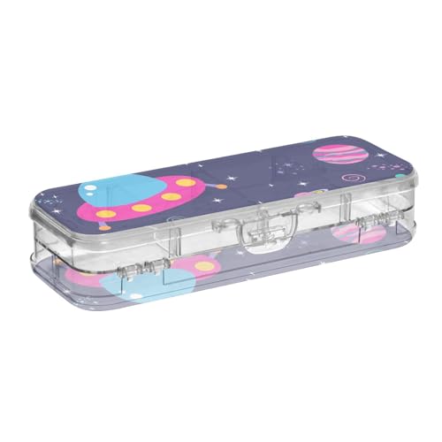 ISAOA Federmäppchen mit Schnappdeckel, doppelstöckiges transparentes Schreibwaren-Federmäppchen mit 4 Linealen, zur Unterteilung von Stiften, Organizer für Schule, Büro von ISAOA