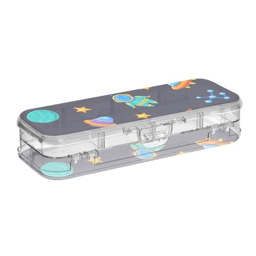 ISAOA Federmäppchen mit Schnappdeckel, nahtlos, mit Schnappdeckel, doppelstöckiges transparentes Schreibwaren-Federmäppchen mit 4 Linealen, zur Unterteilung von Stiften, Organizer für Schule, Büro von ISAOA