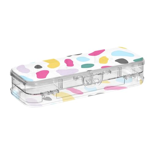 ISAOA Federmäppchen mit abstraktem Mosaik, bunte Stiftebox mit Schnappdeckel, doppelstöckig, transparentes Schreibwaren-Federmäppchen mit 4 Linealen, zur Unterteilung von Stiften, Organizer für Schule von ISAOA