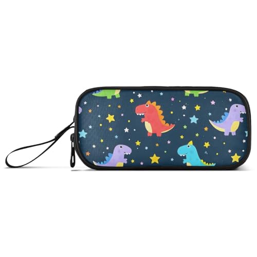 ISAOA Federmäppchen mit buntem Dinosaurier-Motiv, großes Fassungsvermögen, 3 Fächer, tragbar, große Aufbewahrungsbox, Federmäppchen für Teenager, Jungen, Mädchen, Erwachsene, Studenten, Bunte von ISAOA