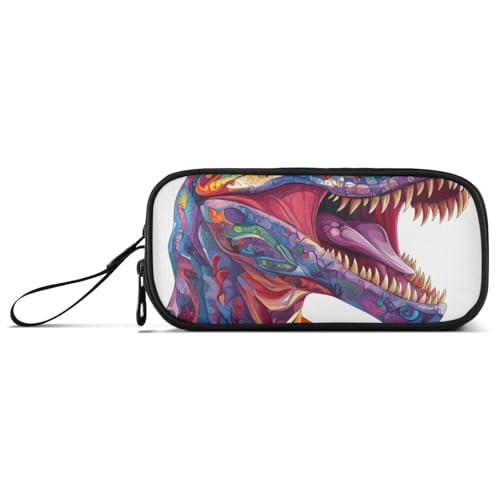 ISAOA Federmäppchen mit buntem Mund und Drachenkopf-Design, großes Fassungsvermögen, 3 Fächer, tragbar, große Aufbewahrungsbox, Federmäppchen für Teenager, Jungen, Mädchen, Erwachsene, Studenten von ISAOA