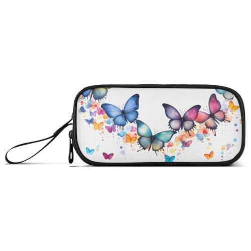 ISAOA Federmäppchen mit buntem Schmetterlings-Design, großes Fassungsvermögen, 3 Fächer, Federmäppchen, tragbar, große Aufbewahrung, Federmäppchen für Teenager, Jungen, Mädchen, Erwachsene, Studenten von ISAOA
