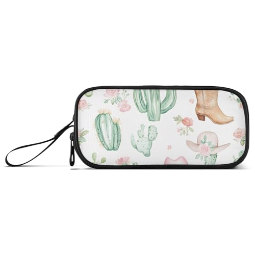 ISAOA Federmäppchen mit großem Fassungsvermögen, 3 Fächer, Motiv: Kaktus, Cowboystiefel, tragbar, große Aufbewahrung, Federmäppchen für Teenager, Jungen, Mädchen, Erwachsene, Studenten von ISAOA