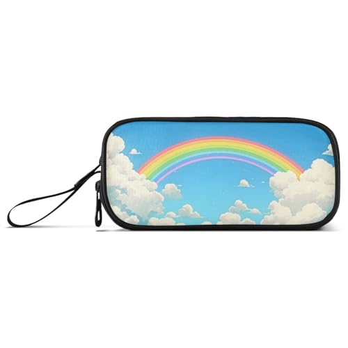 ISAOA Federmäppchen mit großem Fassungsvermögen, 3 Fächer, tragbar, groß, für Teenager, Jungen, Mädchen, Erwachsene, Studenten, Landschaft, blauer Himmel, Regenbogen, Einheitsgröße, Taschen-Organizer von ISAOA