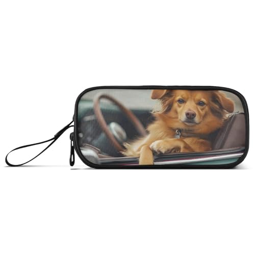 ISAOA Federmäppchen mit großem Fassungsvermögen, 3 Fächer, tragbar, große Aufbewahrung, Federmäppchen für Teenager, Jungen, Mädchen, Erwachsene, Studenten, Hundeauto, Einheitsgröße, Taschen-Organizer von ISAOA