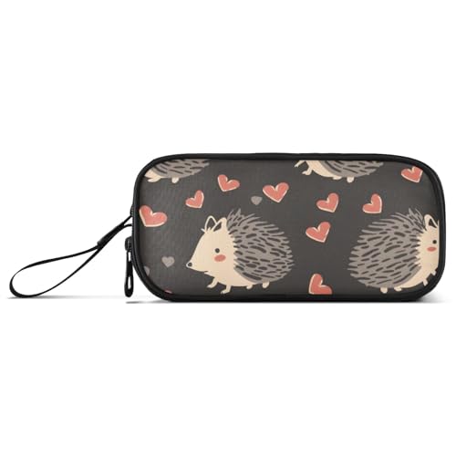ISAOA Federmäppchen mit großem Fassungsvermögen, 3 Fächer, tragbar, große Aufbewahrung, Federmäppchen für Teenager, Jungen, Mädchen, Erwachsene, Studenten, Igel-Liebe, Einheitsgröße, Taschen-Organizer von ISAOA