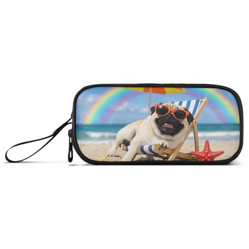 ISAOA Federmäppchen mit großem Fassungsvermögen, 3 Fächer, tragbar, große Aufbewahrung, Federmäppchen für Teenager, Jungen, Mädchen, Erwachsene, Studenten, mops, Einheitsgröße, Taschen-Organizer von ISAOA