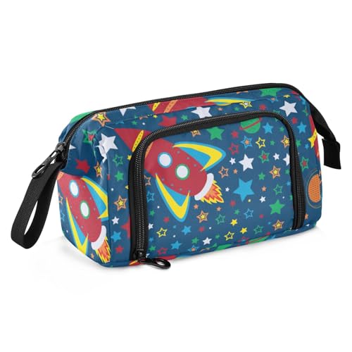 ISAOA Federmäppchen mit großem Fassungsvermögen, großes Fassungsvermögen, bunte Sterne, Raketen, Stifte-Tasche mit Reißverschluss, Büro, College, Schreibwaren, Organizer, Schulbedarf für Teenager, ISAOA Federmäppchen mit großem Fassungsvermögen, großes Fassungsvermögen, bunte Sterne, Raketen, Stifte-Tasche mit Reißverschluss, Büro, College, Schreibwaren, Organizer, Schulbedarf für Teenager, von ISAOA