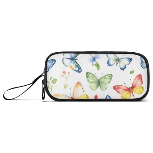 ISAOA Federmäppchen mit großem Fassungsvermögen und 3 Fächern, Motiv: grüne Blätter, Schmetterlinge, tragbar, große Aufbewahrung, Federmäppchen für Teenager, Jungen, Mädchen, Erwachsene, Studenten von ISAOA