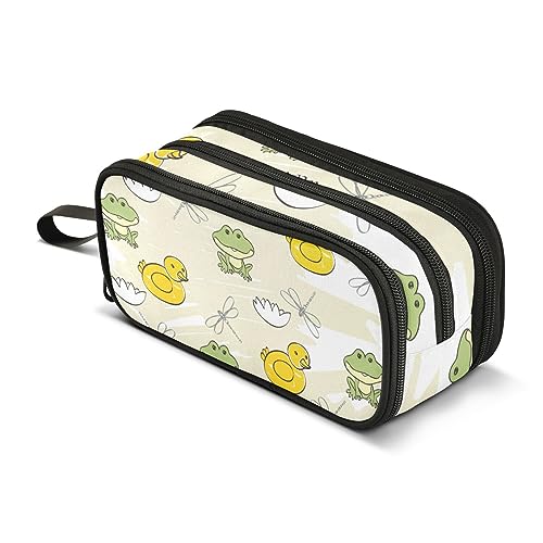 ISAOA Federmäppchen mit großer Kapazität, Libelle, Frosch und Ente, große Stiftetasche, Schreibwarentasche für Mädchen, Jungen, Erwachsene, Studenten, #5, Einheitsgröße, Taschen-Organizer von ISAOA