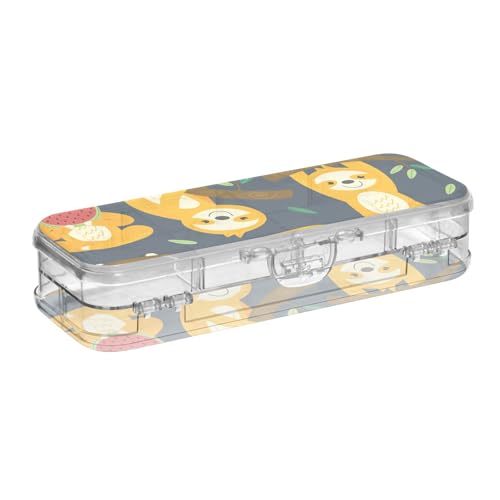 ISAOA Federmäppchen mit lustigem Faultier-Spielbaum, Stiftebox mit Schnappdeckel, doppelstöckiges transparentes Schreibwaren-Federmäppchen mit 4 Linealen, zur Unterteilung von Stiften, Organizer für ISAOA Federmäppchen mit lustigem Faultier-Spielbaum, Stiftebox mit Schnappdeckel, doppelstöckiges transparentes Schreibwaren-Federmäppchen mit 4 Linealen, zur Unterteilung von Stiften, Organizer für von ISAOA