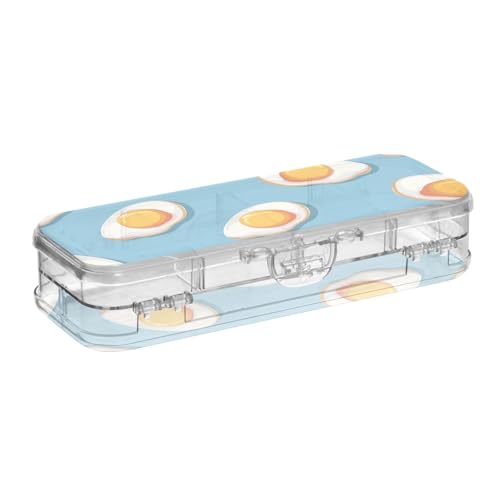 ISAOA Federmäppchen mit nahtlosem Muster, Stiftebox mit Schnappdeckel, doppelstöckiges transparentes Schreibwaren-Federmäppchen mit 4 Linealen, zur Unterteilung von Stiften, Organizer für Schule, Büro von ISAOA