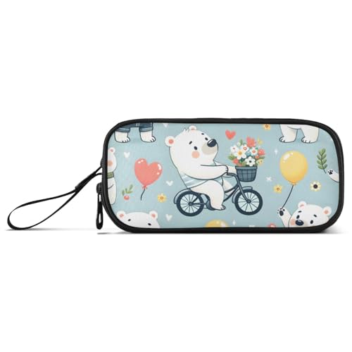 ISAOA Federmäppchen mit niedlichem Cartoon-Eisbären-Design, großes Fassungsvermögen, 3 Fächer, tragbar, große Aufbewahrungsbox, Federmäppchen für Teenager, Jungen, Mädchen, Erwachsene, Studenten von ISAOA