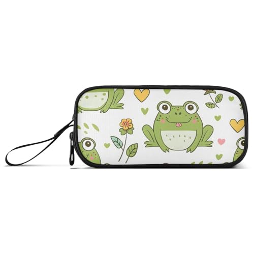 ISAOA Federmäppchen mit niedlichem Cartoon-Frosch, großes Fassungsvermögen, 3 Fächer, tragbar, große Aufbewahrungsbox, Bleistifttasche für Teenager, Jungen, Mädchen, Erwachsene, Studenten, Niedlicher von ISAOA