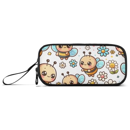 ISAOA Federmäppchen mit niedlichem Cartoon-Motiv "Little Bee", großes Fassungsvermögen, 3 Fächer, tragbar, große Aufbewahrungsbox, Bleistifttasche für Teenager, Jungen, Mädchen, Erwachsene, Studenten von ISAOA