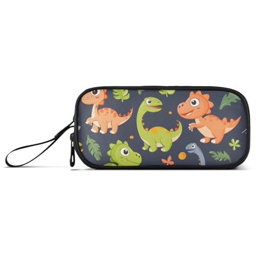 ISAOA Federmäppchen mit niedlichem Dinosaurier-Cartoon-Motiv, großes Fassungsvermögen, 3 Fächer, tragbar, große Aufbewahrungsbox, Bleistifttasche für Teenager, Jungen, Mädchen, Erwachsene, Studenten von ISAOA