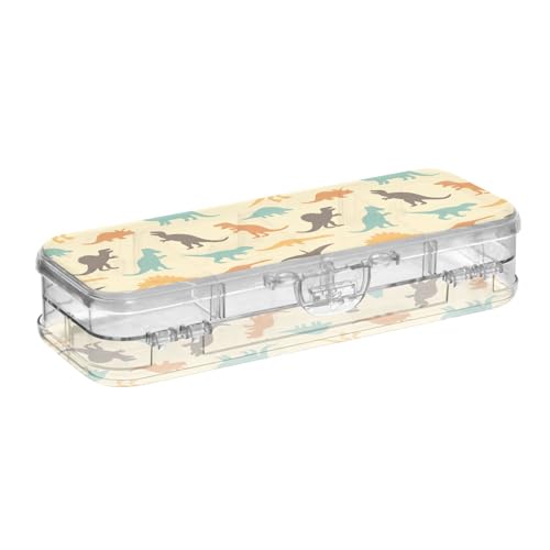 ISAOA Federmäppchen mit niedlichem Dinosaurier-Sammlung, Stiftebox mit Schnappdeckel, doppelstöckiges transparentes Schreibwaren-Federmäppchen mit 4 Linealen, zur Unterteilung von Stiften, Organizer von ISAOA