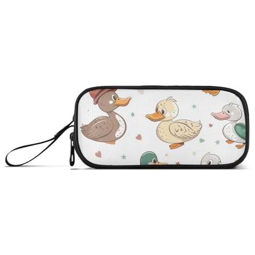 ISAOA Federmäppchen mit niedlichem Enten-Design, 3 Fächer, tragbar, große Aufbewahrung, Federmäppchen für Teenager, Jungen, Mädchen, Erwachsene, Studenten, Süße Ente, Einheitsgröße, Taschen-Organizer von ISAOA