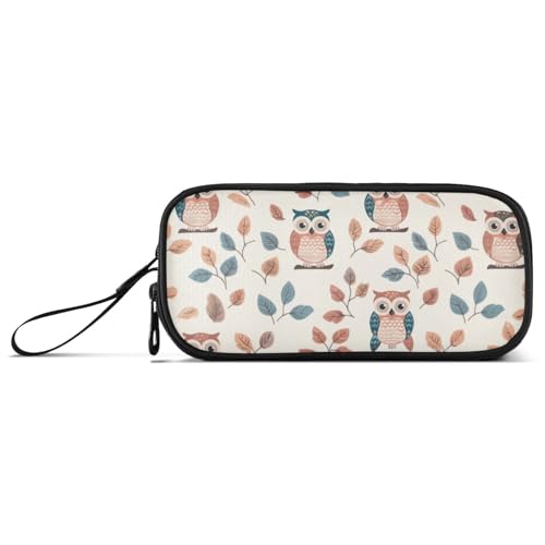 ISAOA Federmäppchen mit niedlichem Eulen- und Blatt-Design, großes Fassungsvermögen, 3 Fächer, tragbar, große Aufbewahrung, Federmäppchen für Teenager, Jungen, Mädchen, Erwachsene, Studenten von ISAOA