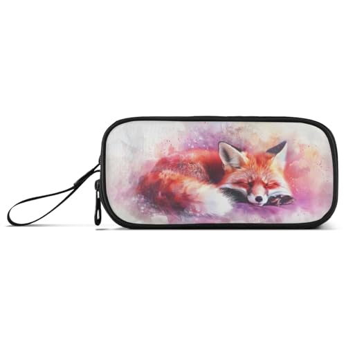 ISAOA Federmäppchen mit niedlichem Fuchs-Aquarell-Design, großes Fassungsvermögen, 3 Fächer, tragbar, große Aufbewahrungsbox, Federmäppchen für Teenager, Jungen, Mädchen, Erwachsene, Studenten von ISAOA