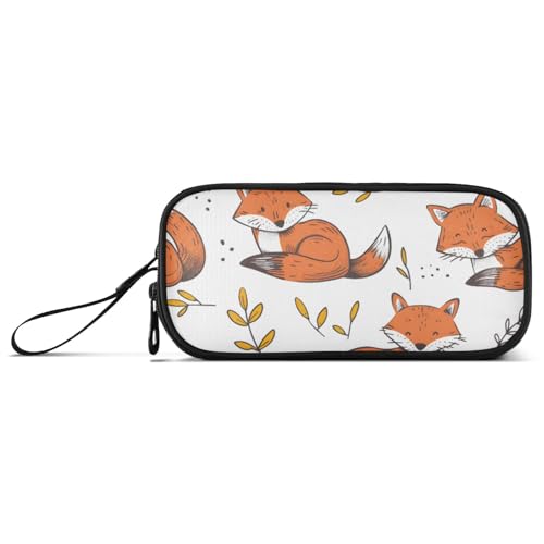 ISAOA Federmäppchen mit niedlichem Fuchs-Motiv, großes Fassungsvermögen, 3 Fächer, tragbar, große Aufbewahrungsbox, Bleistifttasche für Teenager, Jungen, Mädchen, Erwachsene, Studenten, Süßes von ISAOA