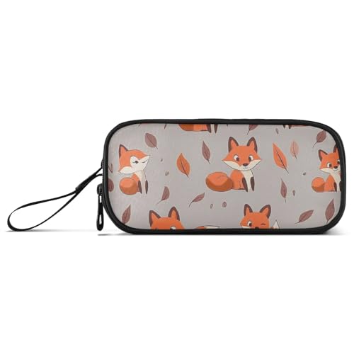 ISAOA Federmäppchen mit niedlichem Füchsen und Blättern, großes Fassungsvermögen, 3 Fächer, tragbar, große Aufbewahrung, Federmäppchen für Teenager, Jungen, Mädchen, Erwachsene, Studenten, Niedliche von ISAOA