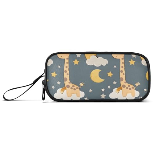 ISAOA Federmäppchen mit niedlichem Giraffenmotiv, Mond und Stern, großes Fassungsvermögen, 3 Fächer, tragbar, große Aufbewahrung, Federmäppchen für Teenager, Jungen, Mädchen, Erwachsene, Studenten von ISAOA