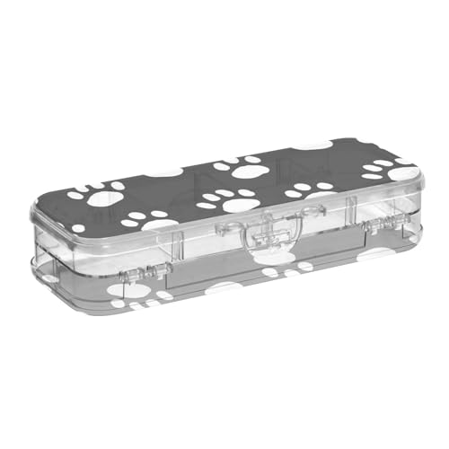 ISAOA Federmäppchen mit niedlichem Hundepfotenabdruck, mit Schnappdeckel, doppelstöckiges transparentes Schreibwaren-Federmäppchen mit 4 Linealen, zur Unterteilung von Stiften, Organizer für Schule von ISAOA