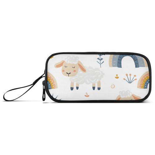 ISAOA Federmäppchen mit niedlichem Schaf, Regenbogen, großes Fassungsvermögen, 3 Fächer, tragbar, große Aufbewahrung, Federmäppchen für Teenager, Jungen, Mädchen, Erwachsene, Studenten, Niedliches von ISAOA